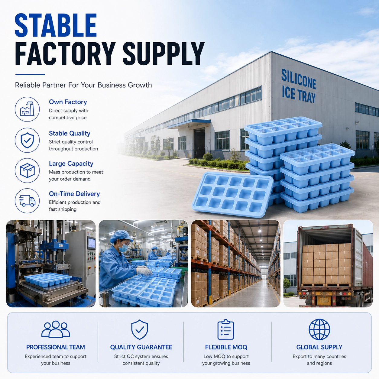 10 Compartment Silicone Ice Cube Tray Custom Factory