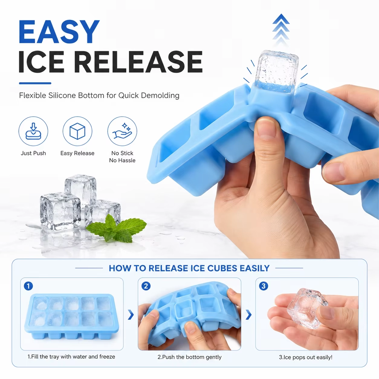 Flexible Silicone Bottom for Quick Demolding