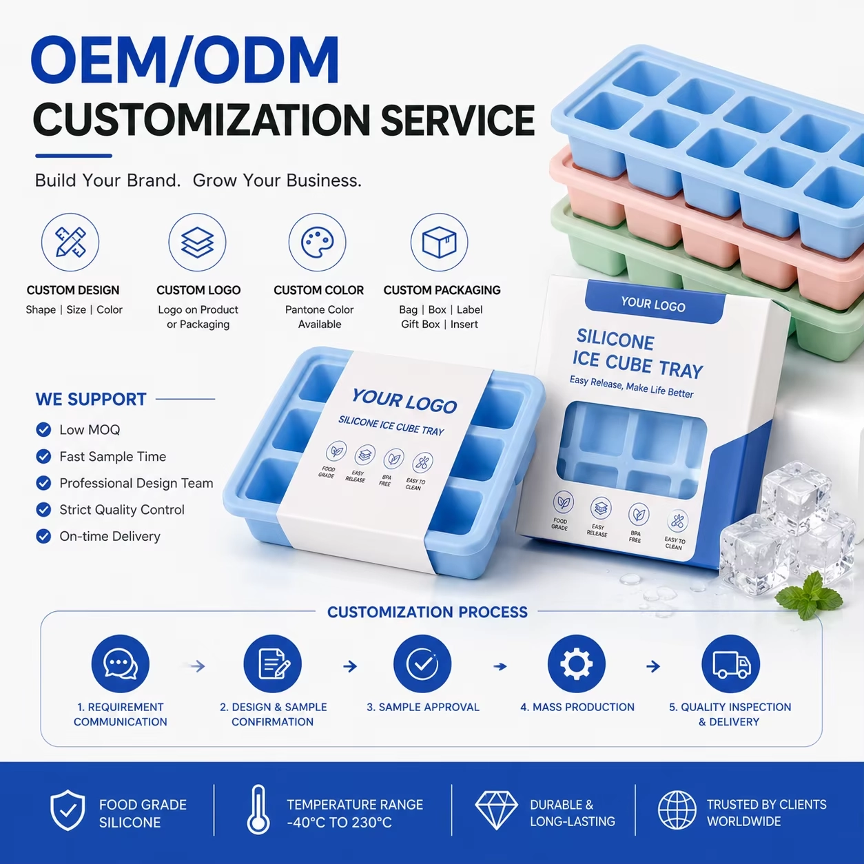 Silicone Ice Cube Tray with OEM ODM Services