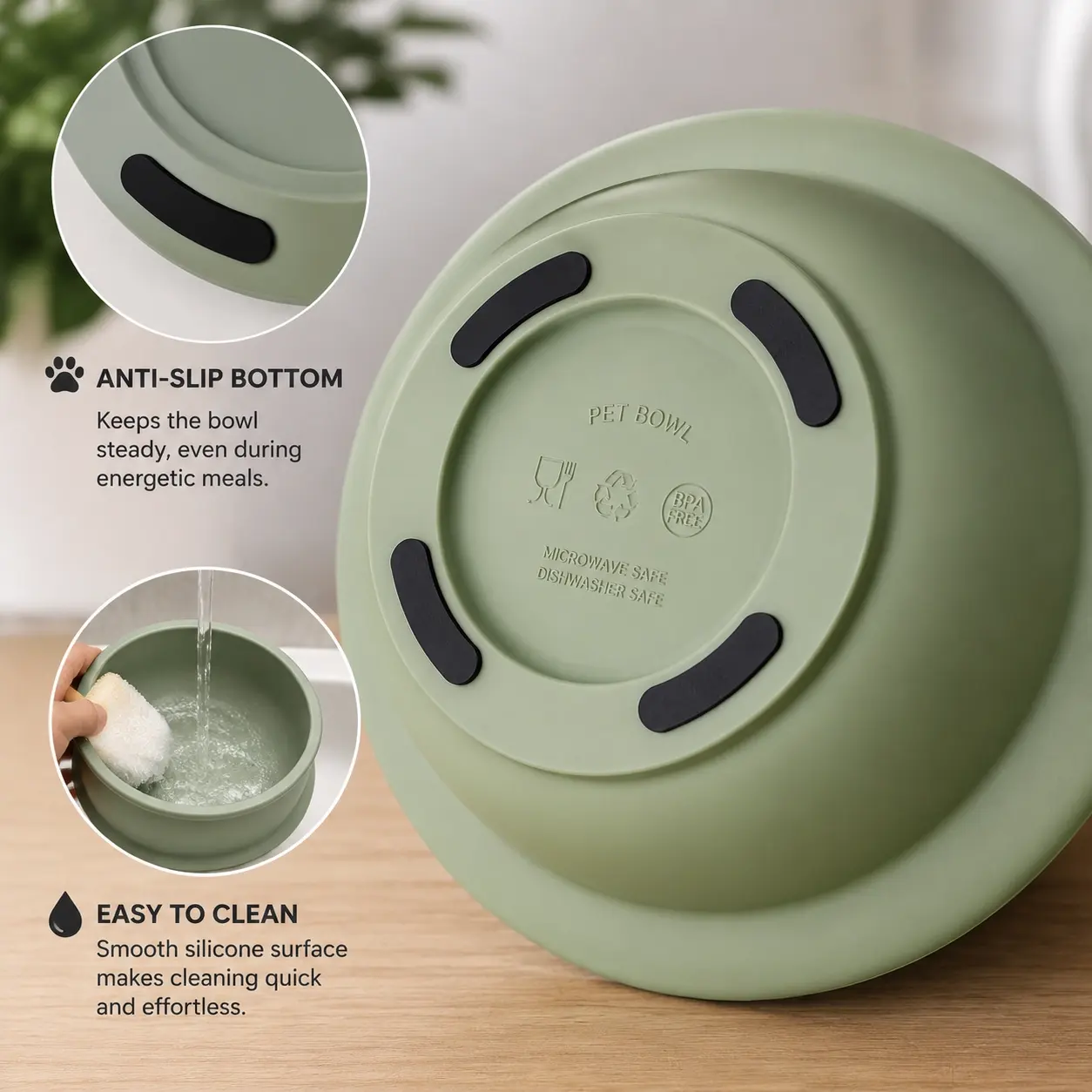 silicone pet feeding products with anti-slip bottom