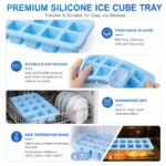 10 Compartment Silicone Ice Cube Tray with Optional Lid